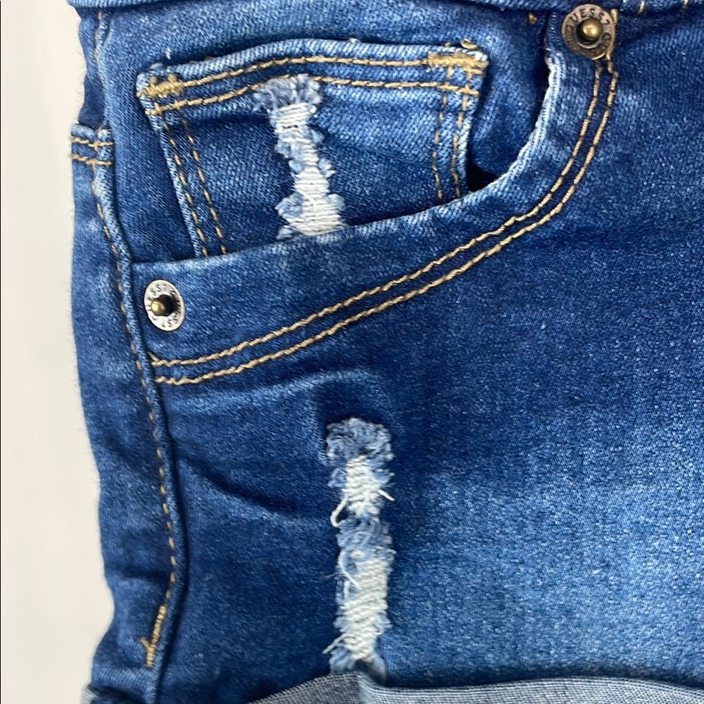 Guess Blue Jean Low Rise Distressed Short Shorts with Cuffed Style - Size XS/XXS - Picture 4 of 7